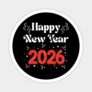 Happy New Year 2026 Celebration with Confetti and Balloons Magnet